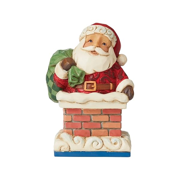 Enesco Jim Shore Santa in Chimney Miniature Figurine - 3.875 Inch Multicolor Collectible