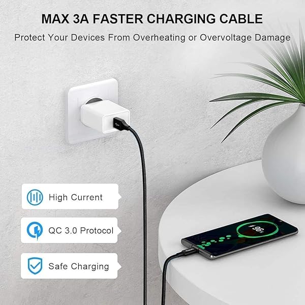 etguuds 16ft USB C Cable - Fast Charging Nylon Braided Cord for Samsung, LG, Moto, Google & More - View 4 of 7