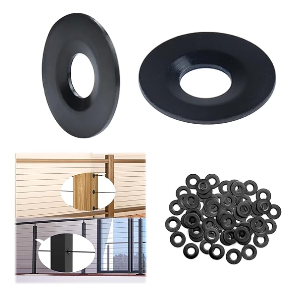 Muzata Muzata 40 Pack Black Cable Railing Adhesive Sleeves for Wire Rope T316 Stainless Steel Grommet Protector Hardware Kit for Wood Metal Posts - View 2 of 8