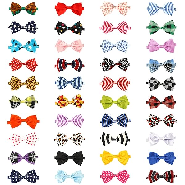 Segarty Segarty Bow Ties for Dogs Bulk 40pcs Adjustable Collar Bowties for Medium Small Dogs Perfect Grooming Shop Accessory Gift