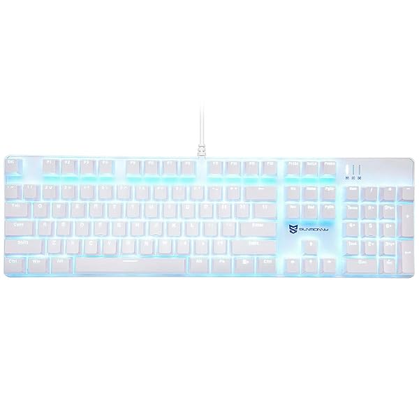 Qisan 104 Mechanical Gaming Keyboard USB White Backlit Hot Swappable Brown Switches Compatible with PC and Laptop