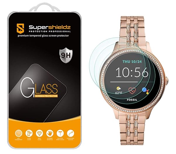 Supershieldz 3 Pack Tempered Glass Screen Protector for Fossil Women's Gen 5E 42mm Smartwatch Anti Scratch Bubble Free