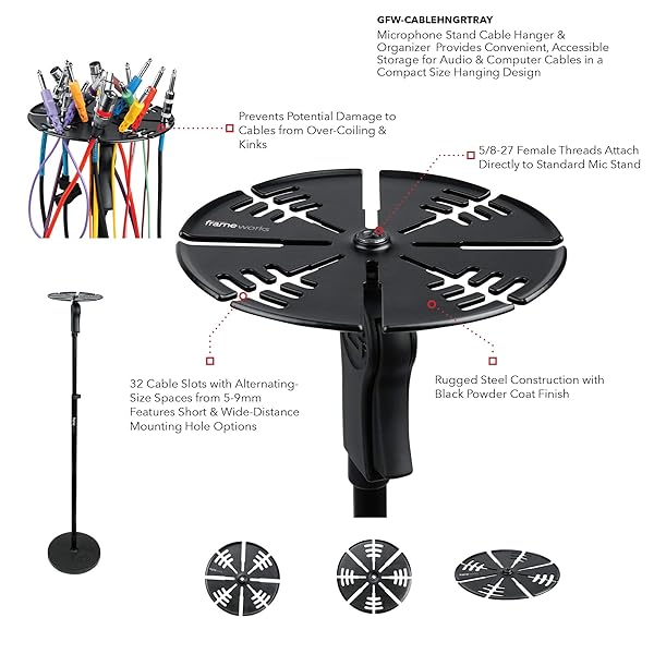 Gator Frameworks Organize Your Cables: Gator Frameworks Microphone Stand Cable Hanger Prevents Kinks & Over-Coiling (GFW-CABLEHNGRTRAY) - View 8 of 9