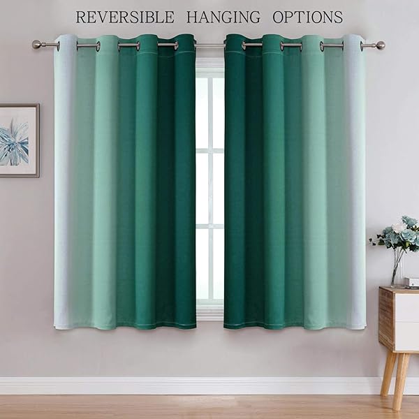 G2000 G2000 Blackout Curtains 63 Inch Teal Greyish White Room Darkening Thermal Insulated Drapes for Bedroom Living Room 2 Panels Set - View 3 of 9