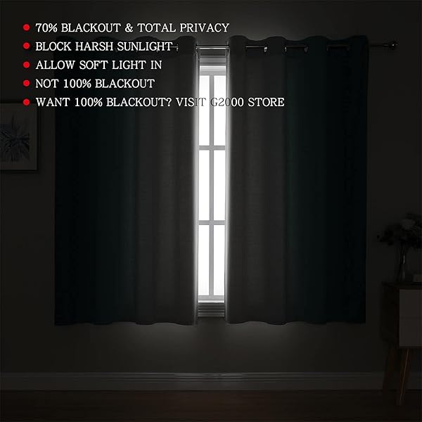 G2000 G2000 Blackout Curtains 63 Inch Teal Greyish White Room Darkening Thermal Insulated Drapes for Bedroom Living Room 2 Panels Set - View 4 of 9