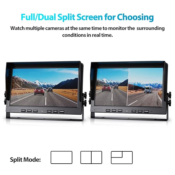 Fookoo Fookoo ? HD Wired Backup Camera System Kit with 10 Inch Dual Split Screen Monitor for Trucks RVs and Semi-Trailers - View 5 of 11