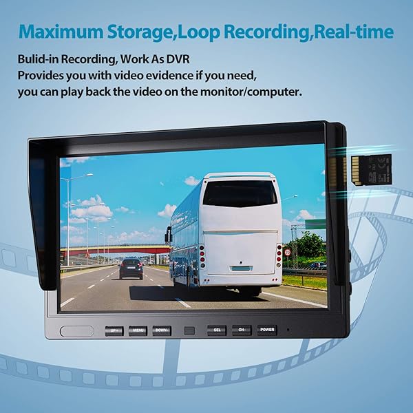 Fookoo Fookoo ? HD Wired Backup Camera System Kit with 10 Inch Dual Split Screen Monitor for Trucks RVs and Semi-Trailers - View 7 of 11