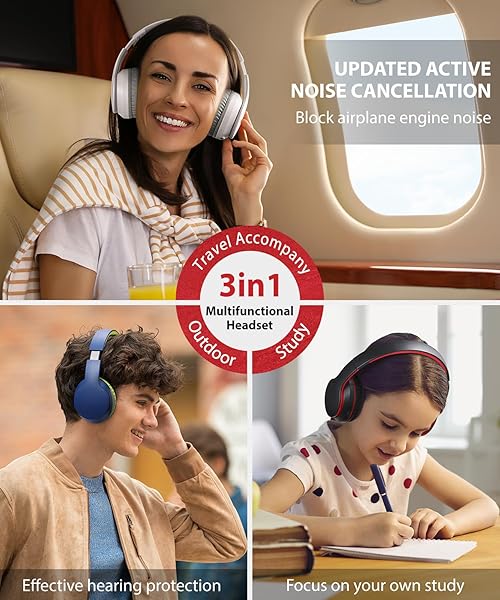 rockpapa Rockpapa E7 Over Ear Wireless Bluetooth Headphones with Mic - Foldable, Travel Case Included, Perfect for Kids & Adults - View 9 of 9
