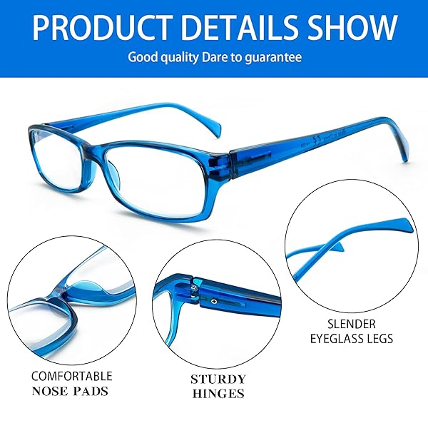 VIDEBLA VIDEBLA 5 Pack Blue Light Blocking Reading Glasses for Men and Women Anti Eyestrain Mixed Colours 3.00 Strength - View 6 of 7