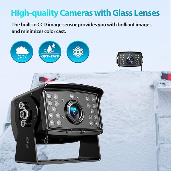 Fookoo Fookoo ? 10 Inch 1080P Wired Backup Camera System with Dual Split Screen Monitor and Waterproof Rear View Camera for Truck Trailer RV - View 5 of 9