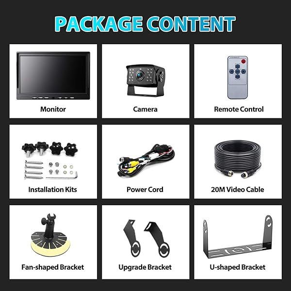 Fookoo Fookoo ? 10 Inch 1080P Wired Backup Camera System with Dual Split Screen Monitor and Waterproof Rear View Camera for Truck Trailer RV - View 8 of 9