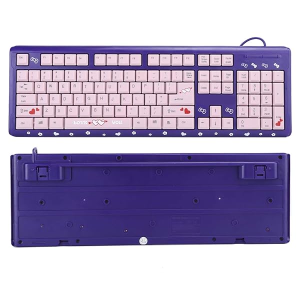 Hilitand Hilitand USB Keyboard 104 Keys Wired Ergonomic Design with Drainage Holes Plug and Play Purple Powder - View 5 of 10