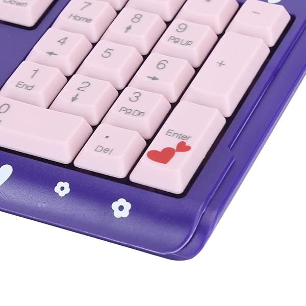 Hilitand Hilitand USB Keyboard 104 Keys Wired Ergonomic Design with Drainage Holes Plug and Play Purple Powder - View 6 of 10