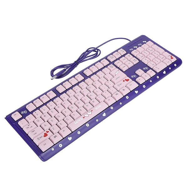 Hilitand Hilitand USB Keyboard 104 Keys Wired Ergonomic Design with Drainage Holes Plug and Play Purple Powder - View 10 of 10