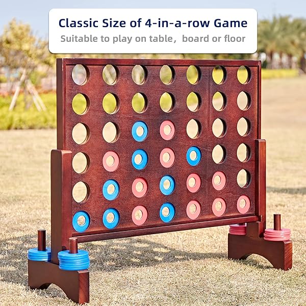 SpeedArmis SpeedArmis Giant Wooden 4 in A Row Game Fun Indoor Outdoor Board Game for Teens with 42 Discs and Carrying Bag - View 6 of 9