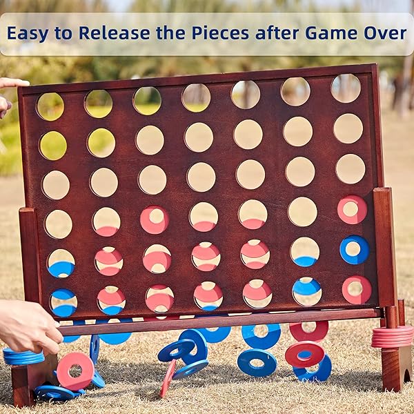 SpeedArmis SpeedArmis Giant Wooden 4 in A Row Game Fun Indoor Outdoor Board Game for Teens with 42 Discs and Carrying Bag - View 8 of 9