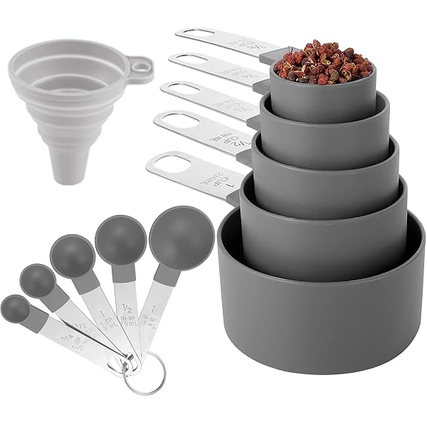 Huygens 10-Piece Huygens Measuring Cups & Spoons Set - Stackable Stainless Steel Kitchen Gadgets for Dry & Liquid Ingredients