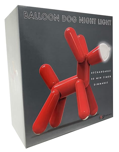 NuOp Design NuOp Design Red Balloon Dog Night Light for Kids Room Decor and Fun Illumination - View 6 of 6