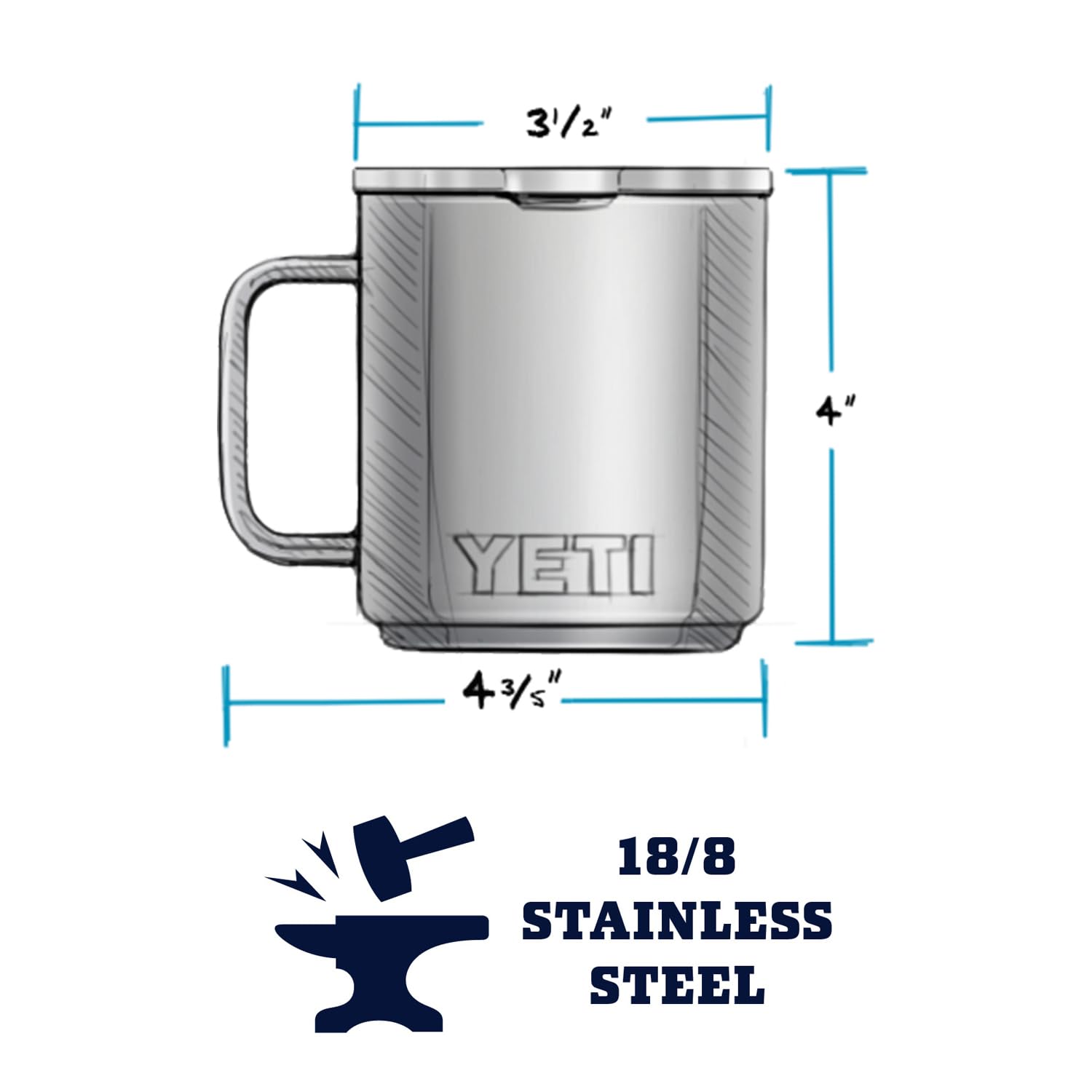 YETI YETI Rambler 10 oz Stackable Mug: Vacuum Insulated Stainless Steel with MagSlider Lid in Navy - View 2 of 7