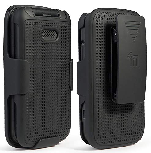 Nakedcellphone Alcatel MyFlip 2 Phone Case with Clip Hard Shell Cover and Rotating Belt Holster Black Model A406DL 2020 - View 4 of 10