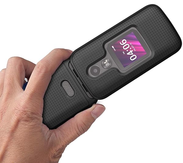 Nakedcellphone Alcatel MyFlip 2 Phone Case with Clip Hard Shell Cover and Rotating Belt Holster Black Model A406DL 2020 - View 7 of 10