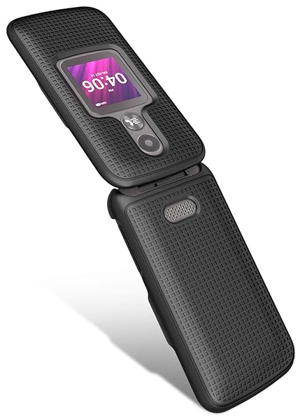 Nakedcellphone Alcatel MyFlip 2 Phone Case with Clip Hard Shell Cover and Rotating Belt Holster Black Model A406DL 2020 - View 10 of 10