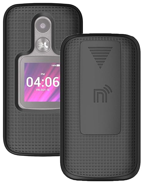 Nakedcellphone Alcatel MyFlip 2 Phone Case with Clip Hard Shell Cover and Rotating Belt Holster Black Model A406DL 2020 - View 2 of 10