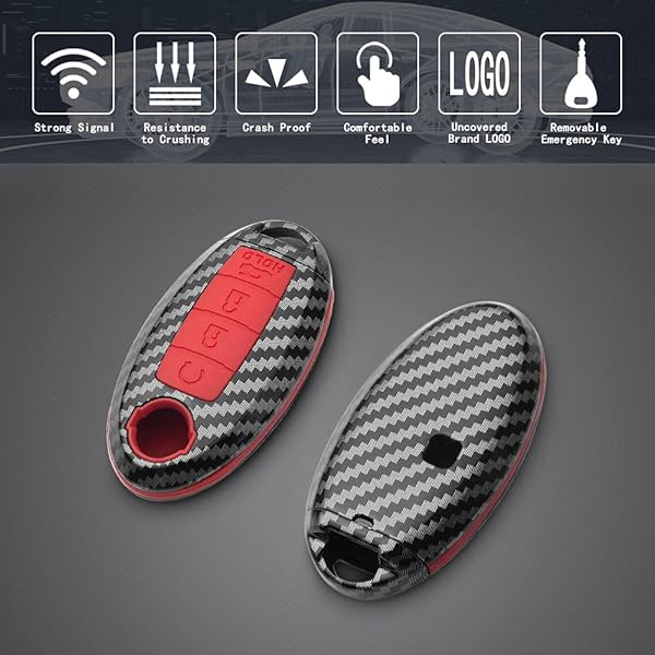 TANGSEN TANGSEN Red Key Fob Case for Infiniti and Nissan Models Durable Cover for Keyless Entry Remote 4 Button Protection - View 4 of 6