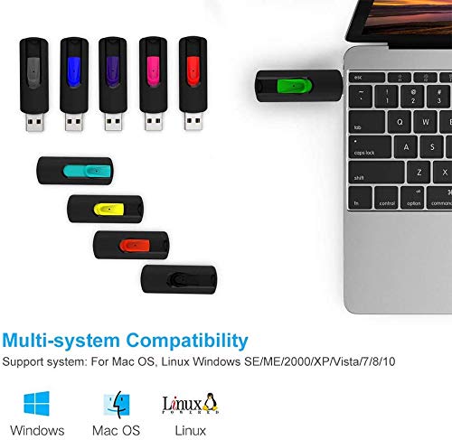 VICFUN 10 Pack 16GB USB Flash Drives Retractable USB Memory Sticks Multi-Color for Easy Storage and Transfer - View 5 of 5