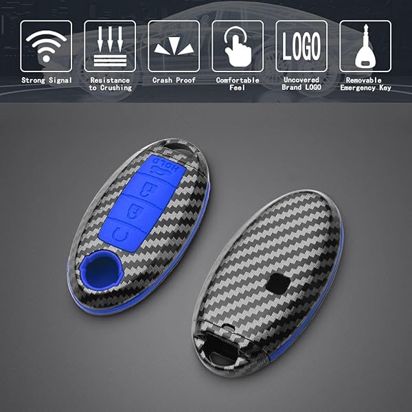 TANGSEN TANGSEN Blue Key Fob Case for Infiniti and Nissan Models Durable Cover for 4 Button Keyless Entry Remote Protection - View 4 of 6