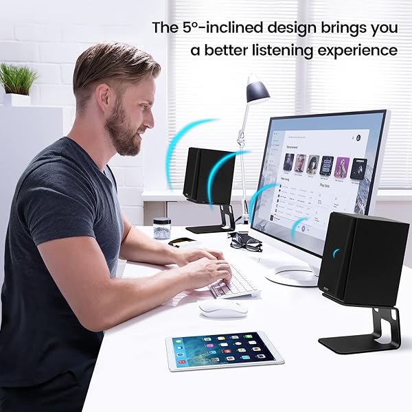 Vaydeer VAYDEER Desktop Speaker Stands with Vibration Absorption Pads for Enhanced Audio Experience and Support Up to 40lbs Pair - View 4 of 9