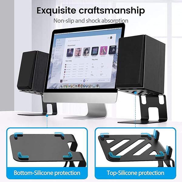 Vaydeer VAYDEER Desktop Speaker Stands with Vibration Absorption Pads for Enhanced Audio Experience and Support Up to 40lbs Pair - View 5 of 9