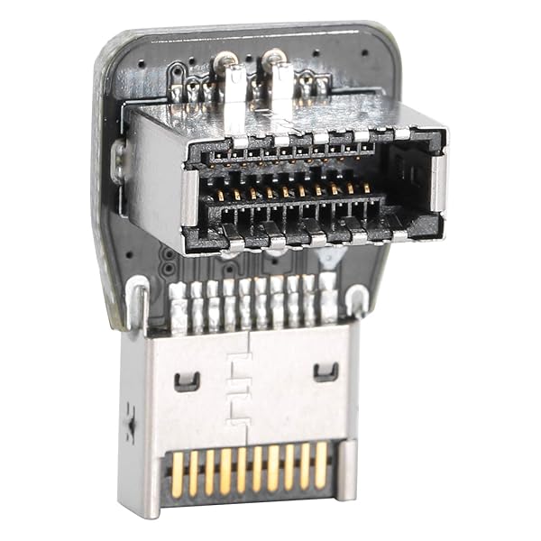 ASHATA USB Header Adapter: USB 3.1 Front Panel Socket Type E for PC Motherboard - 10G 90 Degree Elbow Converter PH74B