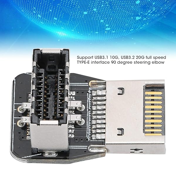 ASHATA Eboxer USB Header Adapter USB 3.1 Front Panel Socket Type E for PC Motherboard 10G 90 Degree Steering Elbow Converter - View 5 of 11