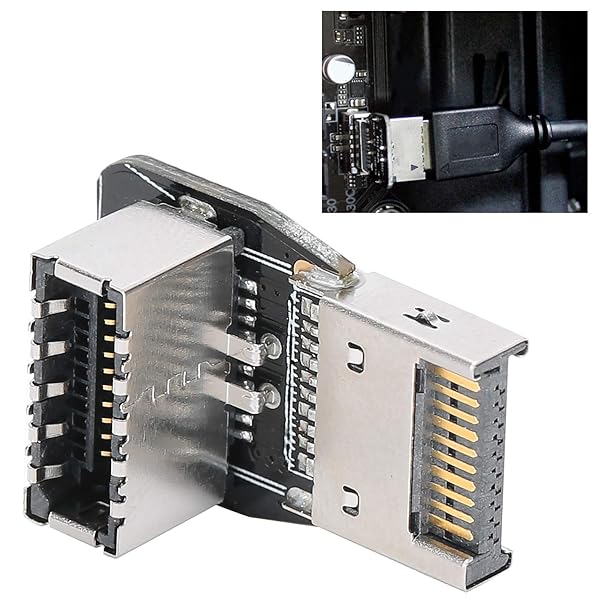 ASHATA Eboxer USB Header Adapter USB 3.1 Front Panel Socket Type E for PC Motherboard 10G 90 Degree Steering Elbow Converter - View 8 of 11