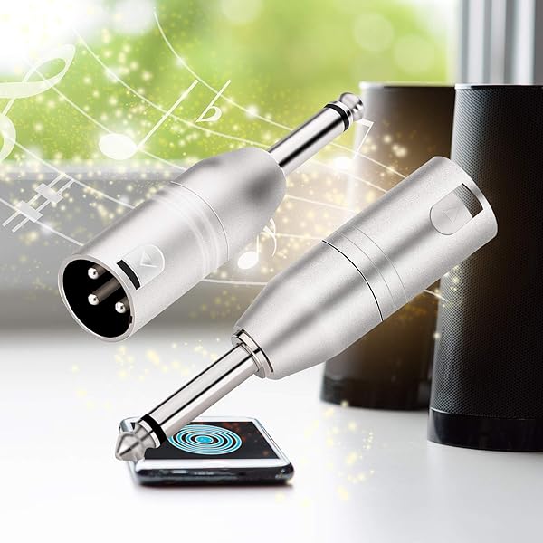 Tisino Tisino 1/4 Inch TS Mono to XLR Adapter 2 Pack Unbalanced Quarter Inch 6.35mm Male to XLR Male Connectors - View 6 of 8