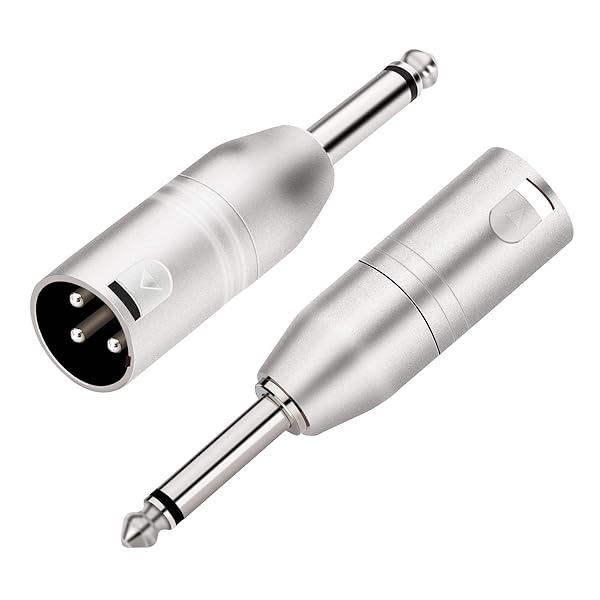 Tisino Tisino 1/4 Inch TS Mono to XLR Adapter 2 Pack Unbalanced Quarter Inch 6.35mm Male to XLR Male Connectors