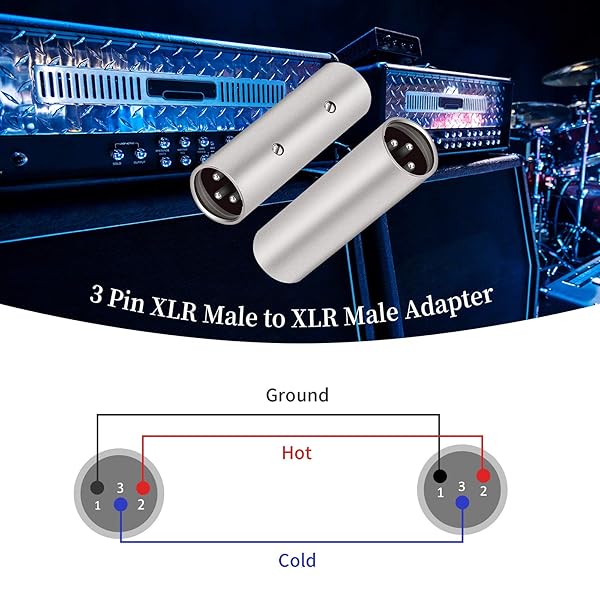 Tisino Tisino 3 Pin XLR Male to Male Adapter 2 Pack for Professional Audio Connections - View 4 of 8