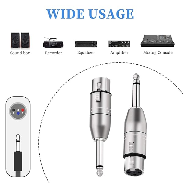 Tisino Tisino XLR Female to 1/4 Inch TS Mono Adapter 2 Pack Unbalanced Female XLR to Quarter Inch 6.35mm Male Adapters - View 3 of 8