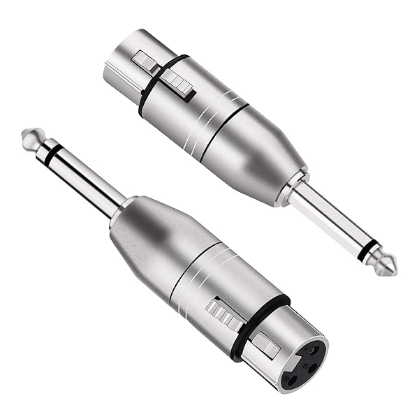 Tisino Tisino XLR Female to 1/4 Inch TS Mono Adapter 2 Pack Unbalanced Female XLR to Quarter Inch 6.35mm Male Adapters