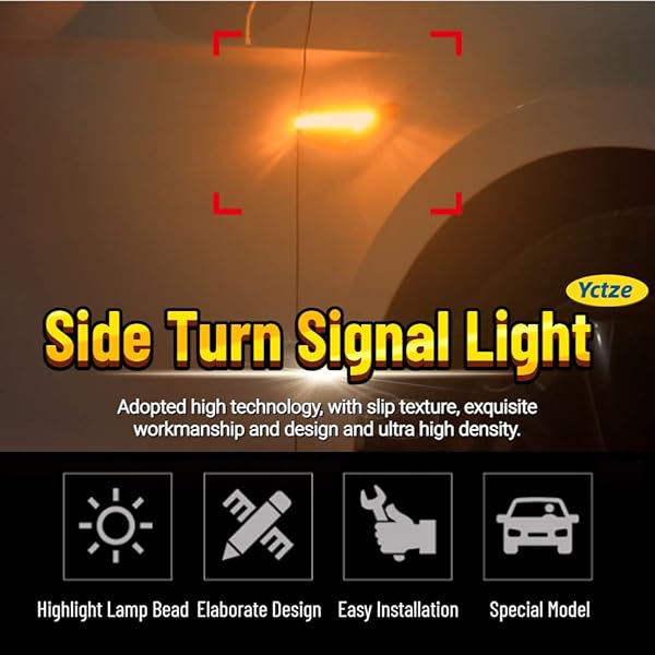 Yctze Yctze Automotive Side Marker Light Assembly 8351A001 for Lancer Evolution Evo X Sequential Turn Signal Lights - View 3 of 10
