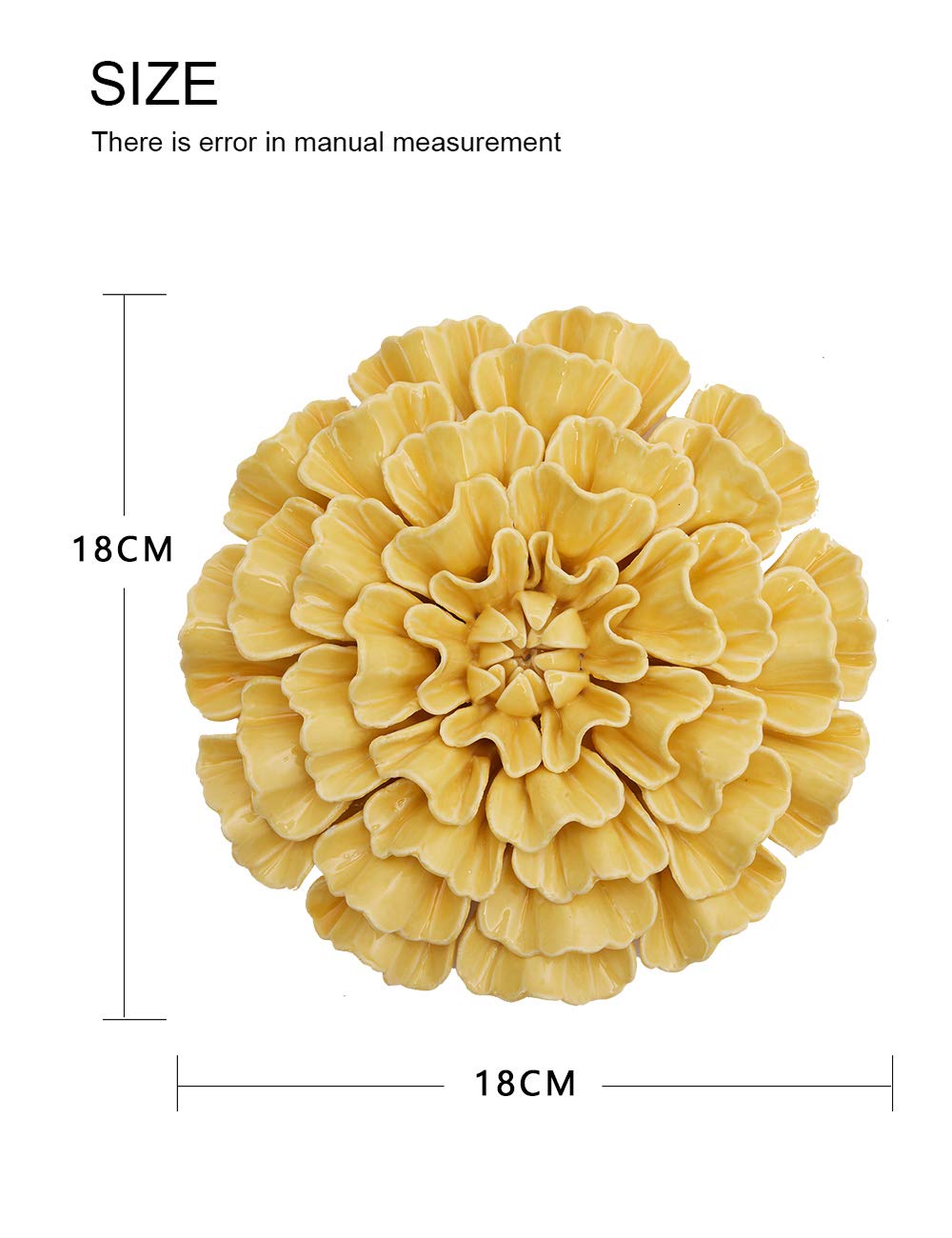 SEINHIJO SEINHIJO 3D Ceramic Flower Wall Decor Modern Art Sculpture Yellow 7.5inch Unique Gift for Home Decoration - View 4 of 9