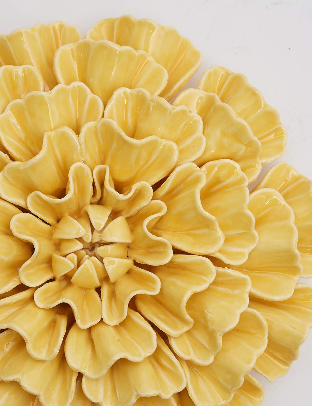 SEINHIJO SEINHIJO 3D Ceramic Flower Wall Decor Modern Art Sculpture Yellow 7.5inch Unique Gift for Home Decoration - View 6 of 9