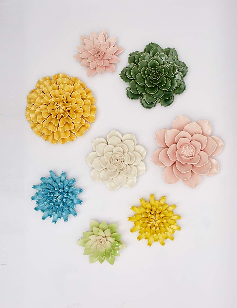 SEINHIJO SEINHIJO 3D Ceramic Flower Wall Decor Modern Art Sculpture Yellow 7.5inch Unique Gift for Home Decoration - View 9 of 9