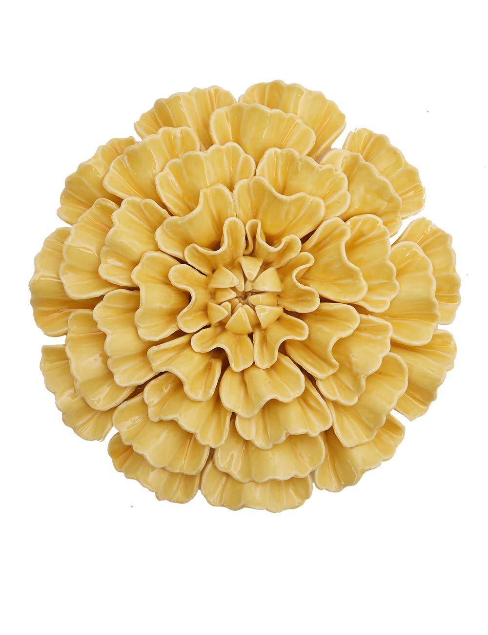 SEINHIJO SEINHIJO 3D Ceramic Flower Wall Decor Modern Art Sculpture Yellow 7.5inch Unique Gift for Home Decoration