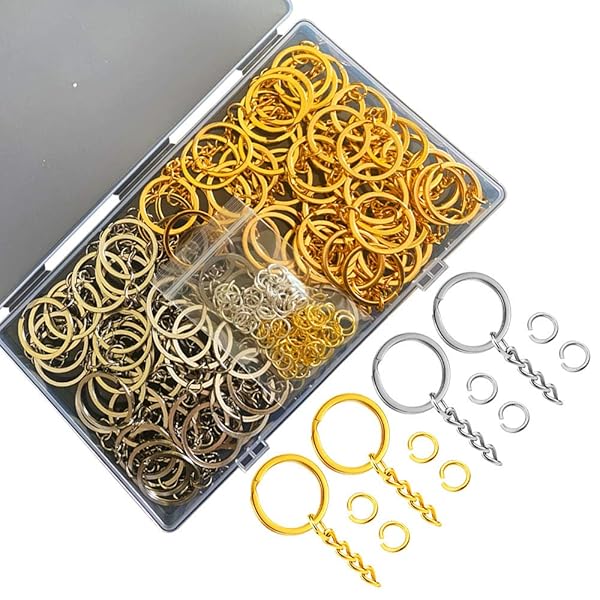 Nupinta 200PCS Flat Key Chain Rings Kit with Silver and Gold Key Rings and Jump Rings for DIY Crafts and Jewelry Making - View 7 of 8