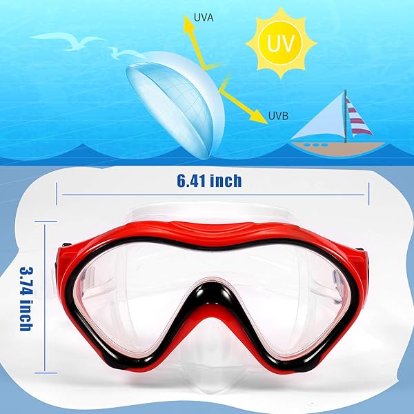Fpxnb FPXNB Kids Swim Mask Swimming Goggles with Nose Cover Anti-Fog Waterproof Snorkel Mask for Youth Children and Teens 180 Degree View Angle - View 3 of 7