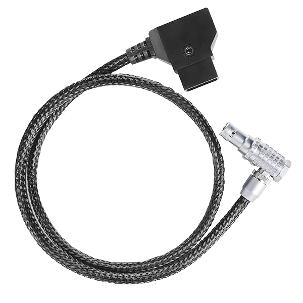 LANZYKU RED Komodo Right Angle to D-tap P-tap Cable 18.1 inches Super Soft Wire Techflex Braid Power Cable