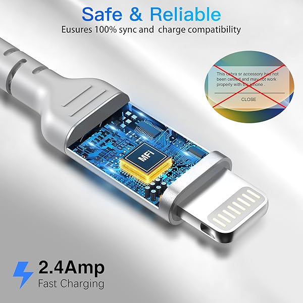 ULIFTUS 1ft iPhone Charging Cable Short 3 Pack USB A to Lightning Cord Fast Charging Compatible with iPhone 14 13 12 11 Pro Max Xs X 8 7 Plus SE iPad Air Mini - View 4 of 7