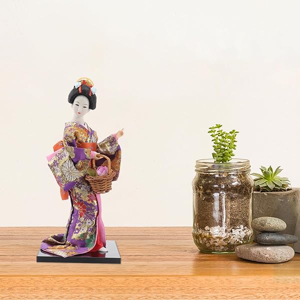 VOSAREA 12 Inch Japanese Geisha Kimono Doll Collectible Asian Figurine for Home Decoration and Ornaments - View 7 of 10